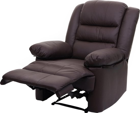 TV fauteuil MCW-G15, relaxfauteuil, leder + kunstleder 101x87x100cm ~ bruin