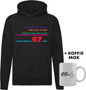 67 jaar Hoodie + Koffie Mok - verjaardag - jarig - feest - 67e verjaardag - grappig - cadeau - unisex - trui - sweater - capuchon