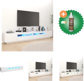 vidaXL Tv-meubel met LED-verlichting 260x35x40 cm wit - Kast - Inclusief Houtreiniger en verfrisser