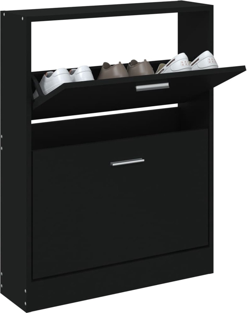 FSR177-H-SCH Schoenenkast 3 Kleppen, 6-8 Paar, 21kg, Ultra-Smal 19cm, Modulair – Zwart