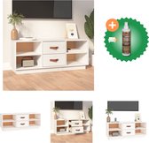 vidaXL Tv-meubel 100x34x40 cm massief grenenhout wit - Kast - Inclusief Houtreiniger en verfrisser