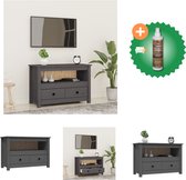 vidaXL Tv-meubel 79x35x52 cm massief grenenhout grijs - Kast - Inclusief Houtreiniger en verfrisser