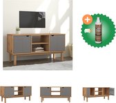 vidaXL Tv-meubel OTTA 113-5x43x57 cm massief grenenhout bruin en grijs - Kast - Inclusief Houtreiniger en verfrisser