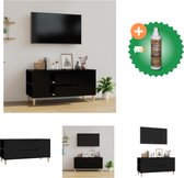 vidaXL Tv-meubel 102x44-5x50 cm bewerkt hout zwart - Kast - Inclusief Houtreiniger en verfrisser