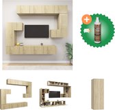 vidaXL 8-delige Tv-meubelset bewerkt hout sonoma eikenkleurig - Kast - Inclusief Houtreiniger en verfrisser