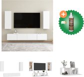 vidaXL 4-delige Tv-meubelset spaanplaat wit - Kast - Inclusief Houtreiniger en verfrisser