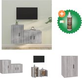 vidaXL 2-delige Tv-meubelset bewerkt hout grijs sonoma eikenkleurig - Kast - Inclusief Houtreiniger en verfrisser