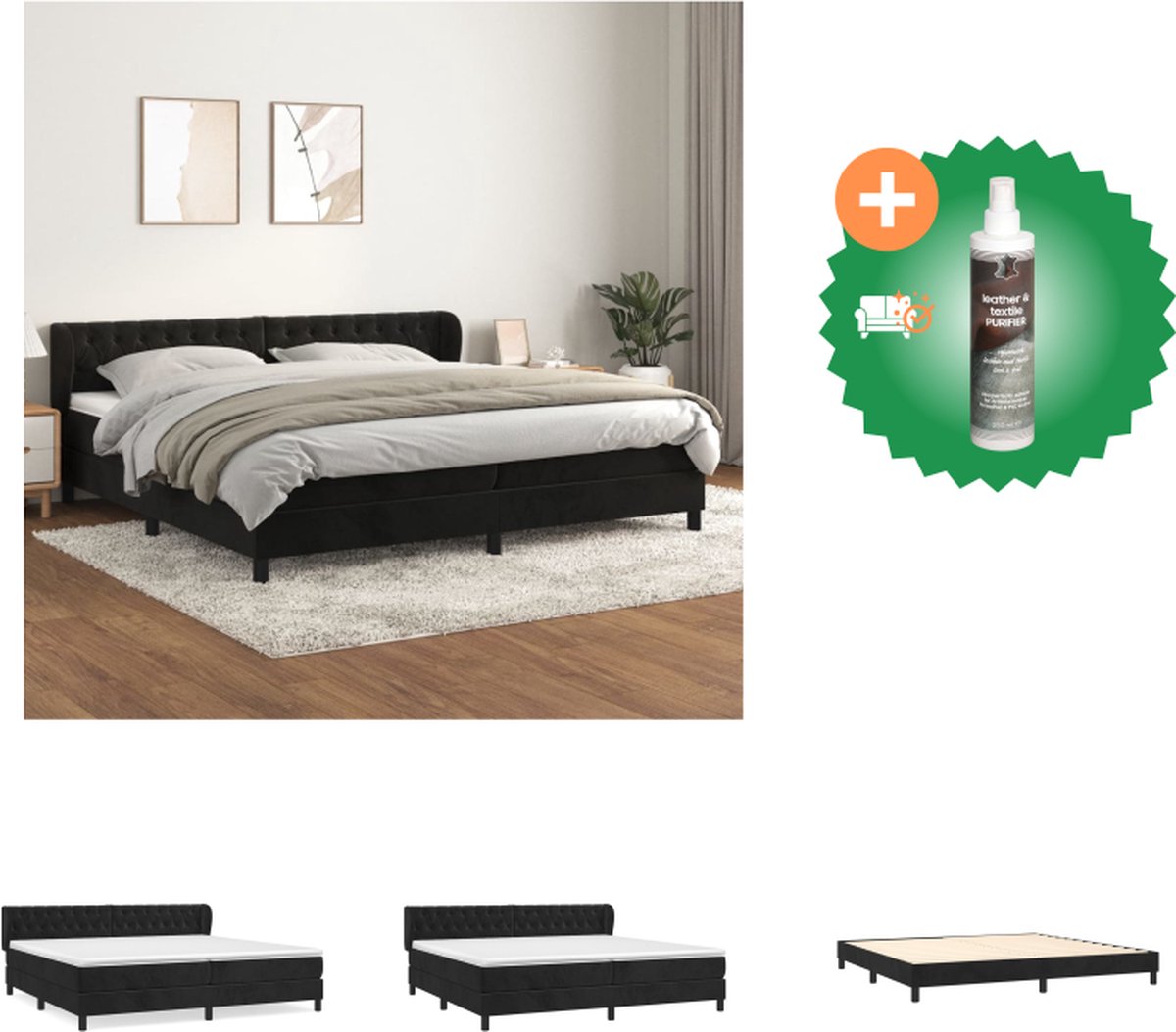 vidaXL - Tweepersoonsbed incl. hoofdbord - Zwart - Metaal - 180x200 cm | Leen Bakker