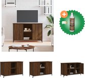 vidaXL Tv-meubel 100x35x65 cm bewerkt hout bruineikenkleurig - Kast - Inclusief Houtreiniger en verfrisser