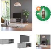 vidaXL Tv-meubel 120x34x37 cm bewerkt hout betongrijs - Kast - Inclusief Houtreiniger en verfrisser