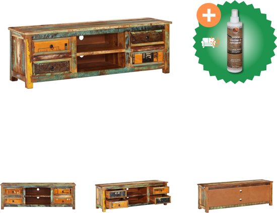 vidaXL Tv-meubel met 4 lades gerecycled hout - Kast - Inclusief Houtreiniger en verfrisser