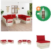 vidaXL 9 delige Loungeset met kussens pallet vurenhout Tuinset Inclusief Houtreiniger en verfrisser