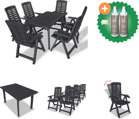 Vidaxl Tuintafel 150x90x72 cm rattan-look kunststof antraciet