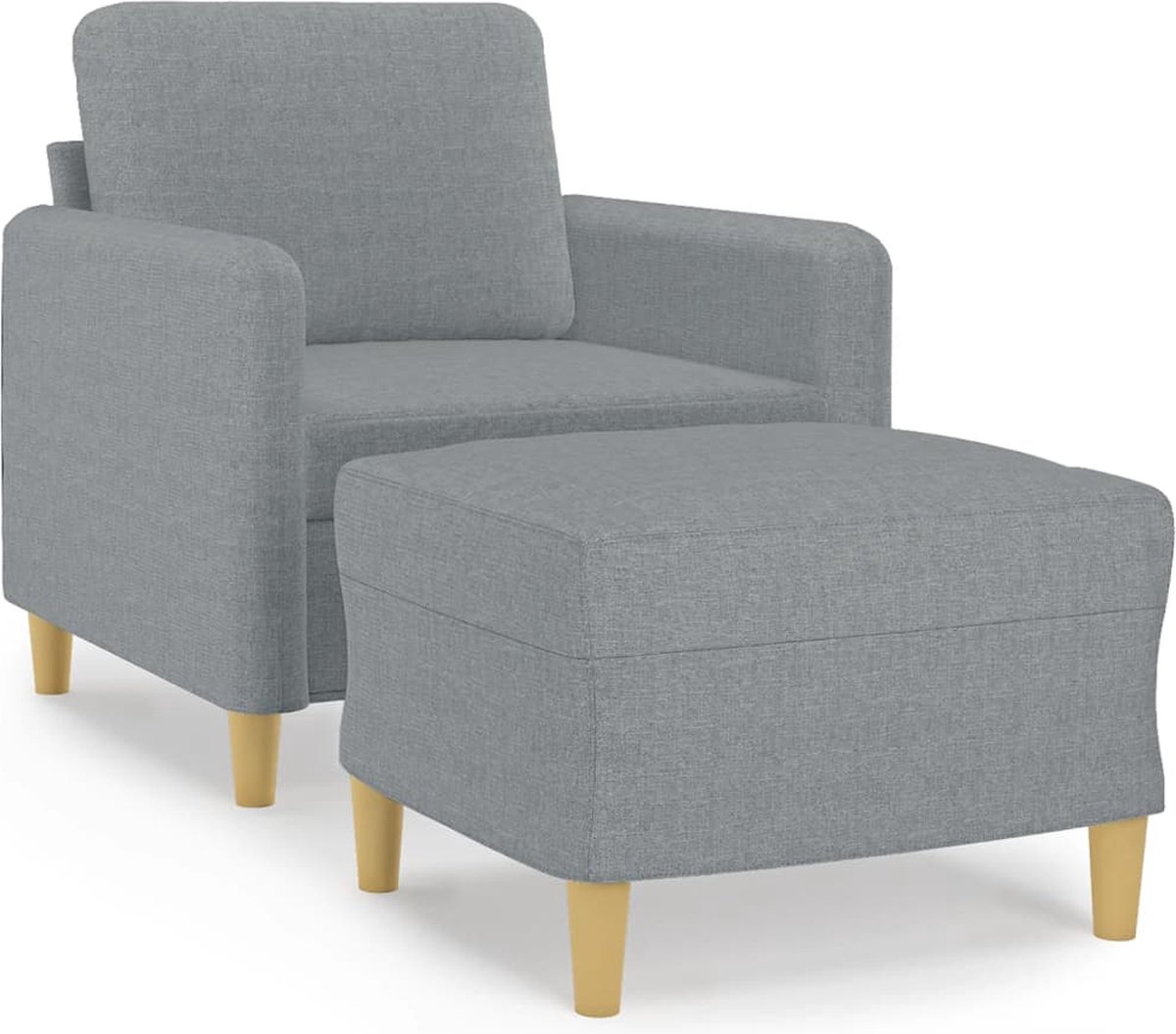 vidaXL Fauteuil - met - voetenbank - 60 - cm - stof - lichtgrijs