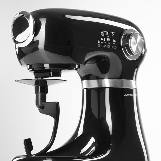 GOURMETmaxx Keukenmachine & roerapparaat, multifunctionele keukenhulp incl. mengkom en opzetstukken, krachtige mixer met garde en meer, elektrische kneedmachine, zwart van Gourmet Maxx — afbeelding 3