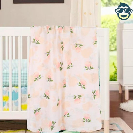 Duopack 2x BoefieBoef Lila Roos Grote XL Hydrofiele Doek Baby - Duurzaam Eco Bamboe - Kerst en KraamCadeau - Swaddle, Inbakerdoek, Hydrofiele Luier & Babydeken - Bloem Roze Wit van Merkloos — afbeelding 5