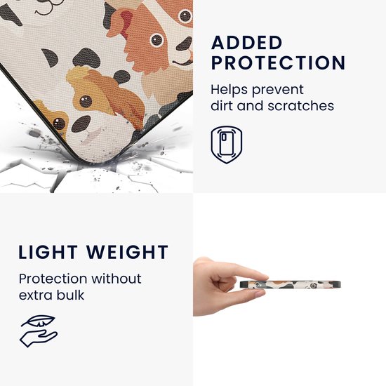 kwmobile e-reader hoesje geschikt voor Tolino Vision 6 hoes - E reader flip case met magnetische sluiting - Ereader cover - Honden Ontwerp design in wit / lichtbruin / grijs van kwmobile — afbeelding 4