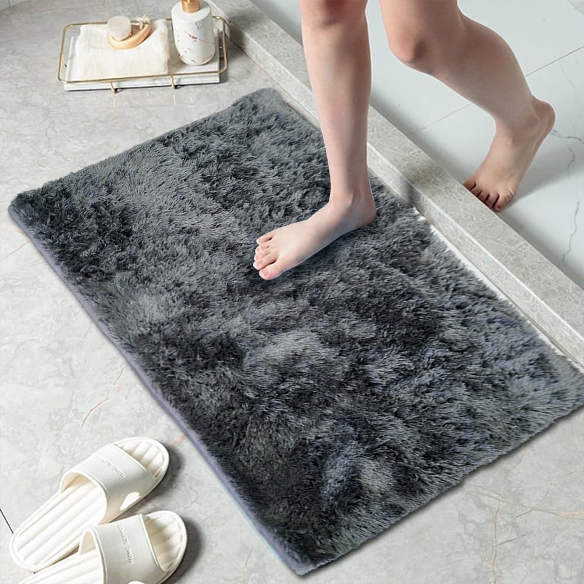 Badkamertapijt, antislipbadmat, wasbaar, zachte microvezelbadmat, 60 x 90 cm, pluizige badmatten, groot, douchemat voor douche, badkuipen, slaapkamer, toiletdecoratie