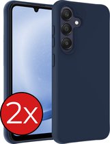 Hoesje Geschikt voor Samsung A25 Hoesje Siliconen Case Hoes - Hoes Geschikt voor Samsung Galaxy A25 Hoes Cover Case - Donkerblauw - 2 PACK