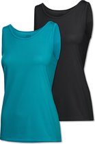 SCHIESSER Active Mesh Light singlet (2-pack) - dames tank top turquoise/zwart - Maat: 44