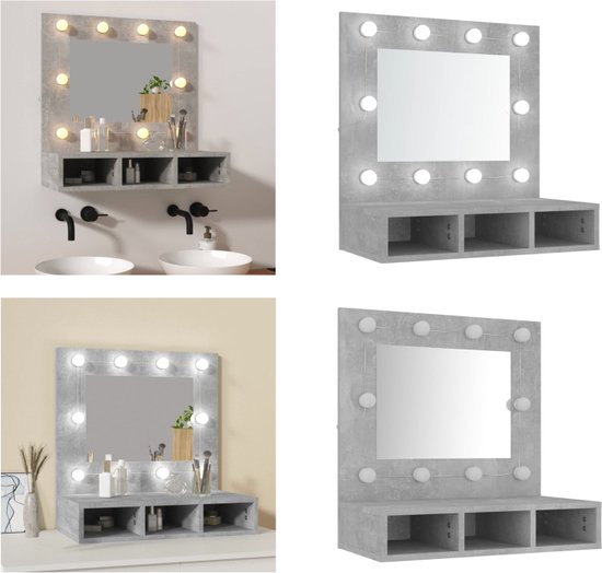 Spiegelkast met LED-verlichting 76x15x55 cm zwart