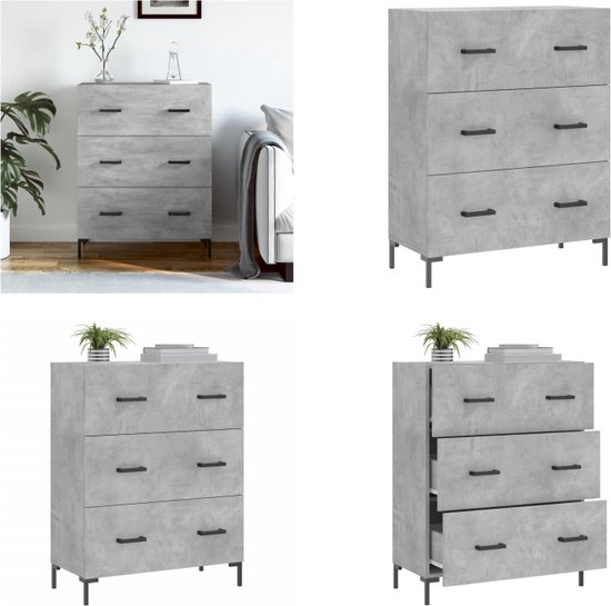 vidaXL Dressoir Betongrijs 66 x 34,5 x 87 cm Bewerkt hout - Kasten | Dressoirs vidaXL Dressoir Betongrijs 66 x 34,5 x 87 cm Bewerkt hout - Kasten | Dressoirs