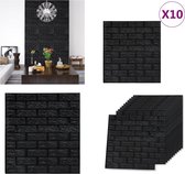 vidaXL 3D-behang zelfklevend 10 st bakstenen zwart - Behang - Behangen - 3D-behang - 3D-behangen