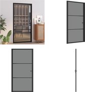 vidaXL Binnendeur 102-5x201-5 cm ESG-glas en aluminium zwart - Binnendeur - Binnendeuren - Deur - Deuren
