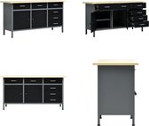 vidaXL Werkbank 160x60x85 cm staal zwart - Werkbank - Werkbanken - Werktafel - Werktafels