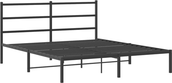 vidaXL-Bedframe-met-hoofdbord-metaal-zwart-160x200-cm