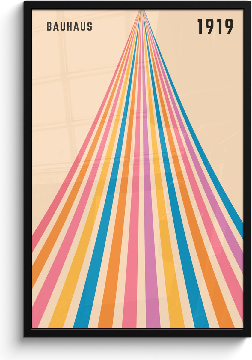 FrameYourWall Poster in lijst - Fotolijst 60x90 cm - Posters - Bauhaus - Kleurrijk - Abstract - Modern - Kunst - Posterlijst zwart - Decoratie - Wanddecoratie woonkamer - Muurdecoratie slaapkamer