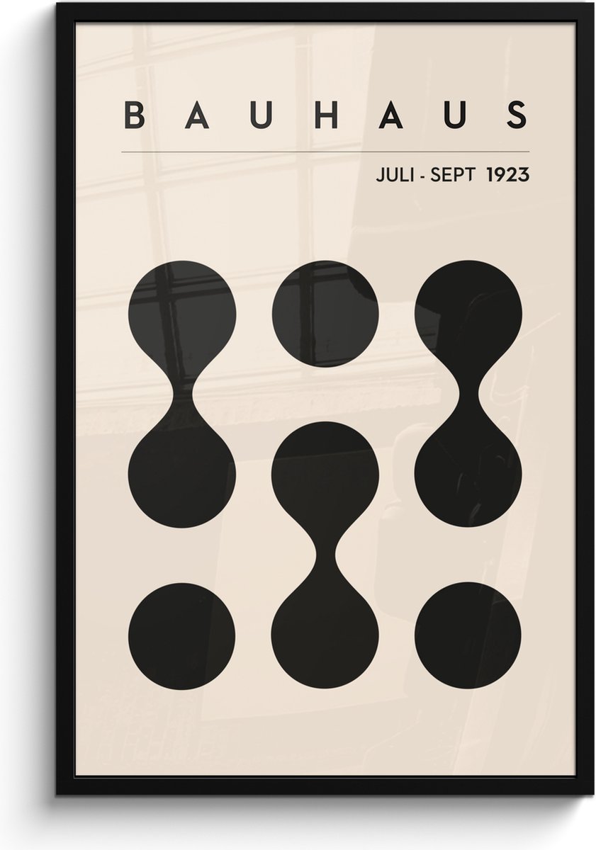 FrameYourWall Poster in lijst - Fotolijst 60x90 cm - Posters - Bauhaus - Abstract - Zwart - Art - Modern - Posterlijst zwart - Decoratie - Wanddecoratie woonkamer - Muurdecoratie slaapkamer
