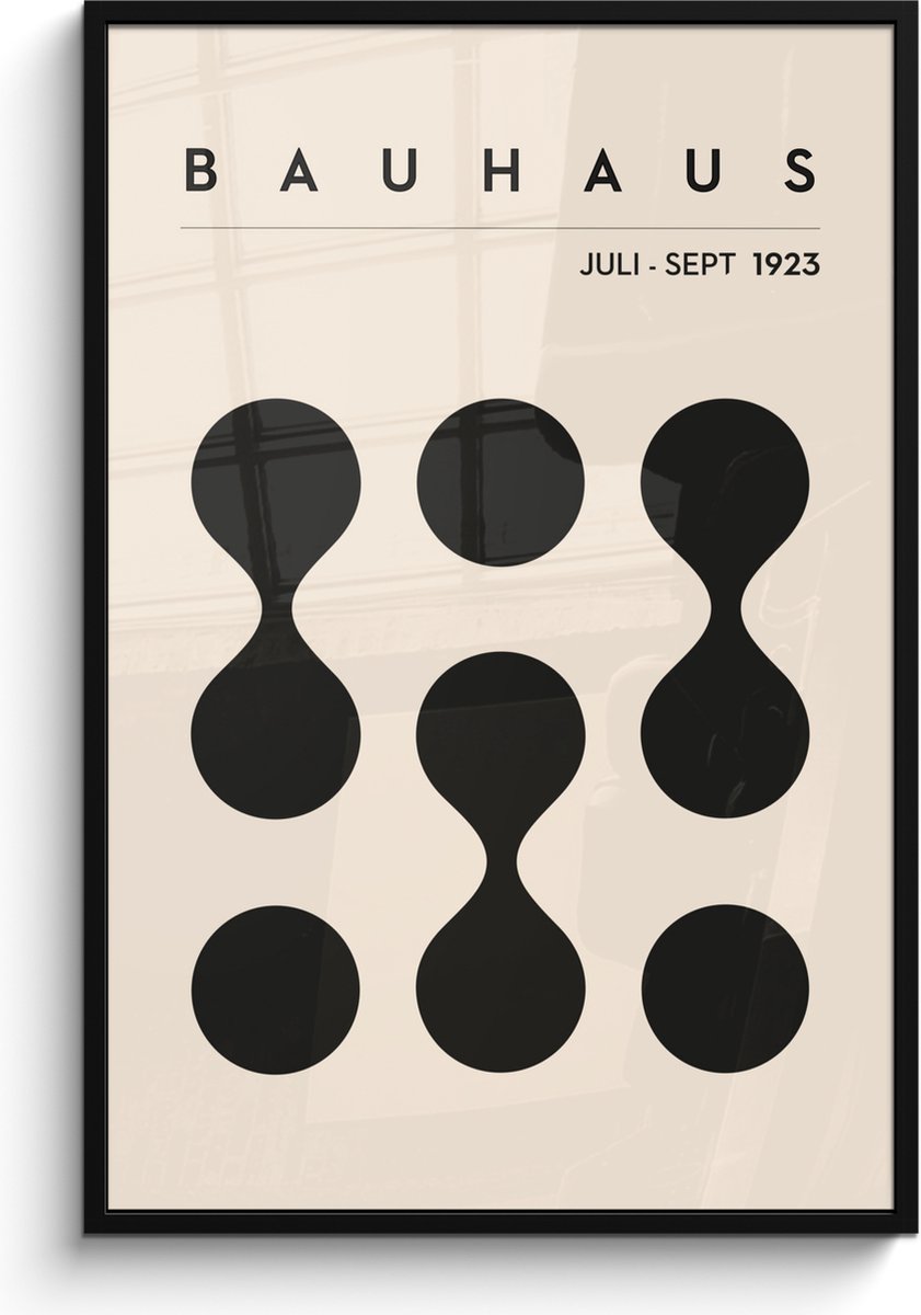 FrameYourWall Poster in lijst - Fotolijst 80x120 cm - Posters - Bauhaus - Abstract - Zwart - Art - Modern - Posterlijst zwart - Decoratie - Wanddecoratie woonkamer - Muurdecoratie slaapkamer