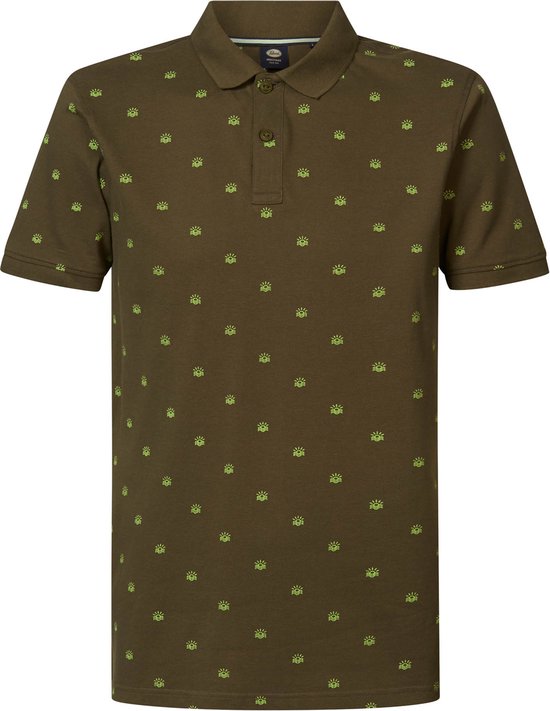 Petrol Industries - Heren All-over Print Polo Biloxi Beach - Groen - Maat XXL