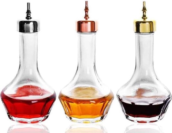 gouveo 30-delige set glazen flessen Sinfonie (0,20 l) met houten handgreepkurk slanke cilindrische enghalsflessen voor likeur siroop olie azijn en decoratie (SIF200HGK