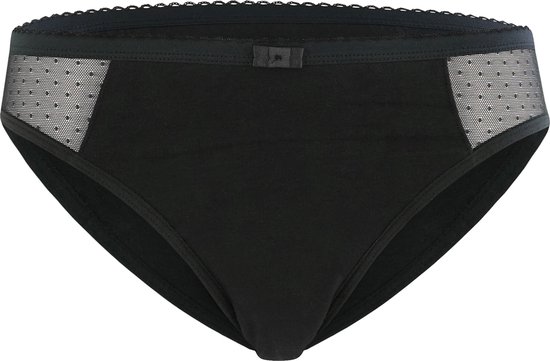 Wasbare menstruatieslip in zwart lace biologisch katoen zware flow DIM PROTECT
