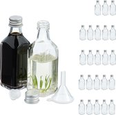 Relaxdays glazen flesjes 50 ml - mini flessen - met trechter - olieflesjes - shotflesjes - set van 25