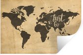 Sticker Muursticker Cartes du monde du monde Vintage avec citation Just go - 30x20 cm - Film adhésif autocollant - Sticker mural repositionnable