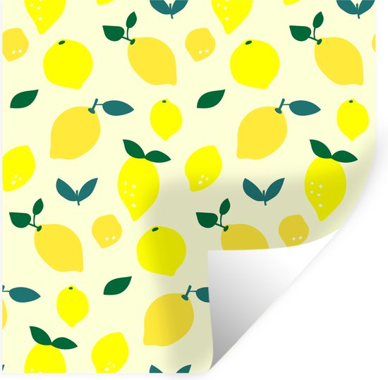 Muurstickers - Sticker Folie - Lente illustratie citroen patroon - 30x30 cm - Plakfolie - Muurstickers Kinderkamer - Zelfklevend Behang - Zelfklevend behangpapier - Stickerfolie
