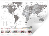 Muurstickers - Sticker Folie - Wereldkaart - Vlag - Zwart - Wit - 120x90 cm - Plakfolie - Muurstickers Kinderkamer - Zelfklevend Behang - Zelfklevend behangpapier - Stickerfolie