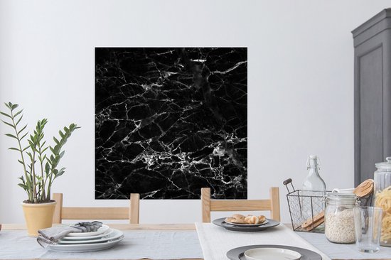 Stickers Stickers muraux - Marbre - Pierre - Zwart - Wit - 100x100 cm - Feuille adhésive XXL