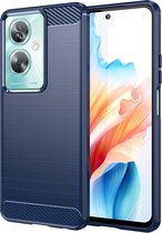 Oppo A79 - OnePlus Nord N30 SE Hoesje - MobyDefend TPU Gelcase - Geborsteld Metaal + Carbonlook - Blauw - GSM Hoesje - Telefoonhoesje Geschikt Voor Oppo A79 - OnePlus Nord N30 SE