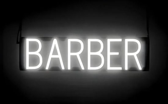 BARBER - Lichtreclame Neon LED bord verlicht | SpellBrite | 60 x 16 cm | 6 Dimstanden - 8 Lichtanimaties | Reclamebord neon verlichting