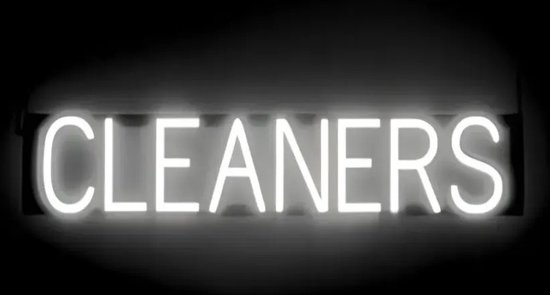 CLEANERS - Lichtreclame Neon LED bord verlicht | SpellBrite | 78 x 16 cm | 6 Dimstanden - 8 Lichtanimaties | Reclamebord neon verlichting