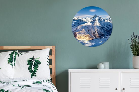 Cercle mural - Cercle mural - Alpes - Berg - Neige - Aluminium - ⌀ 60 cm - Intérieur et Extérieur