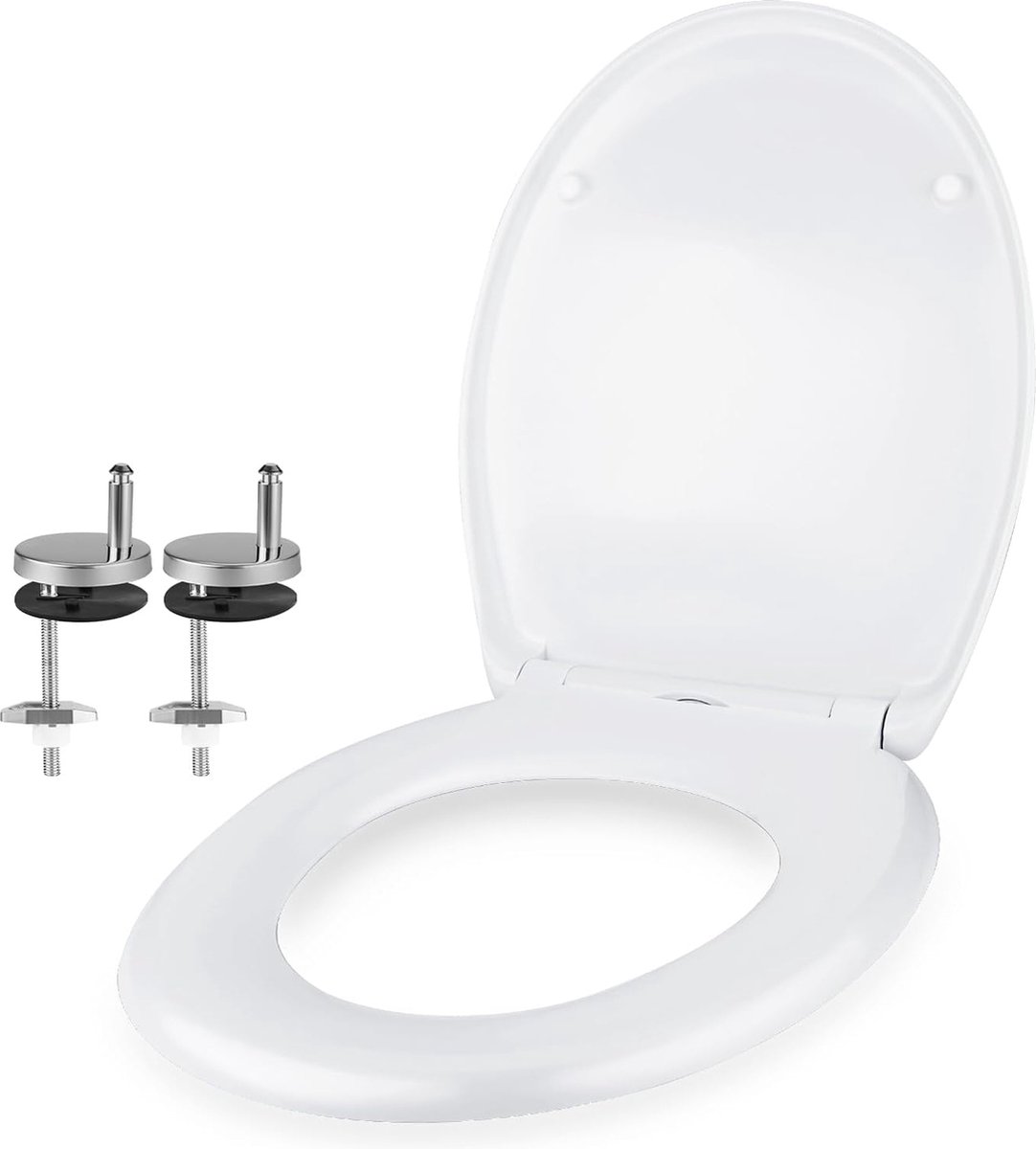 Spirella Hoogwaardige witte ovale wc-bril met Quick Release-functie en softclose-mechanisme, antibacteriële toiletbril van duroplast en staal