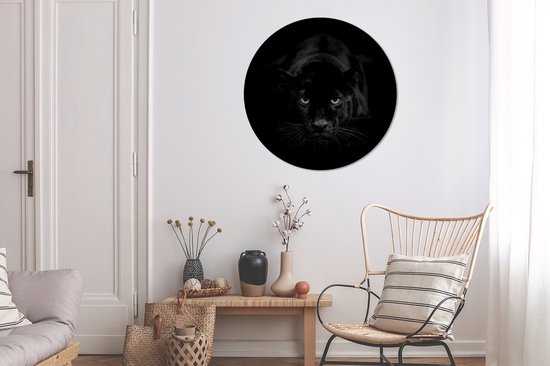 Cercle mural - Plastique - Panthère - Zwart - Jaune - noir blanc - ⌀ 90 cm - Cercle mural