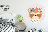 WallCircle - Wall Circle - Wall Circle Indoor - Paresseux - Fleurs - Pastel - 140x140 cm - Décoration murale - Peintures Ronds