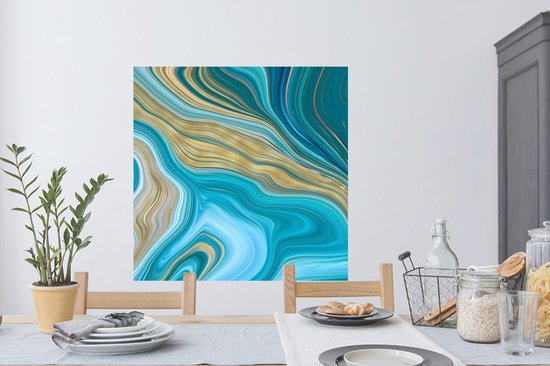 Stickers muraux - Film adhésif - Marbre - Vagues - Or - Motifs - 100x100 cm - Film adhésif - Stickers muraux chambre enfant - Papier peint autocollant XXL - Papier peint autocollant - Film adhésif