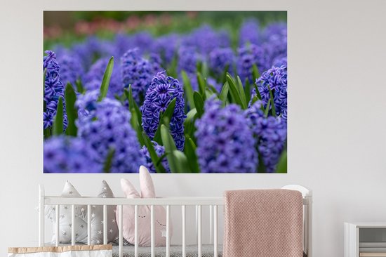 Muurstickers - Sticker Folie - Hyacint - Bloemen - Paars - 120x80 cm - Plakfolie - Muurstickers Kinderkamer - Zelfklevend Behang - Zelfklevend behangpapier - Stickerfolie